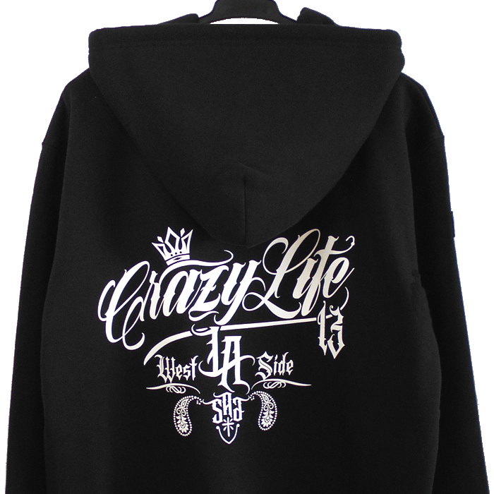 zipup hood ジップアップパーカー ロサンゼルス ウエストコースト チカーノ crazy life la homyboyz ストリートファッション アメリカンカジュアル ヒップホップ